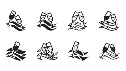 Celebration concept abstract vector illustrations of toasting champagne glasses