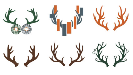 Abstract antler designs in various colors and styles for creative concepts