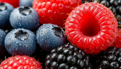 blackberry and raspberry red and black berries currant close up