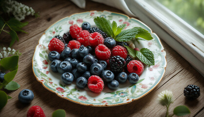 blackberry and raspberry red and black berries currant close up
