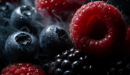 blackberry and raspberry red and black berries currant close up