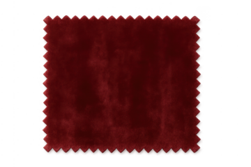 Red velvet fabric swatch with zig-zag edge