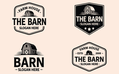 Obraz premium barn farm logo design concept set collection vintage retro labels and badges vector illustration for agriculture branding rural business farm identity and organic products.