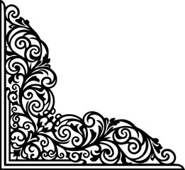 Fototapeta premium Ornate Filigree Corner Decoration with Baroque Swirls and Floral Motifs for Elegant Frames and Invitations