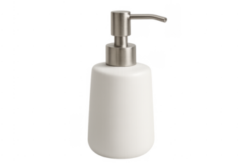White ceramic soap dispenser with stainless steel pump