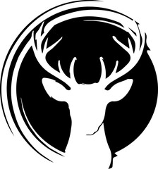 Majestic stag silhouette with swirling background for logos, branding, nature designs, wildlife conservation, and outdoor adventure themes © Muhammad