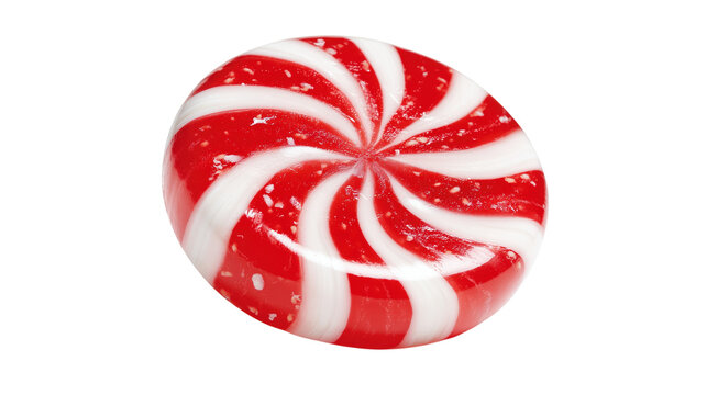 Round red and white peppermint swirl candy for sweet holiday treats.

