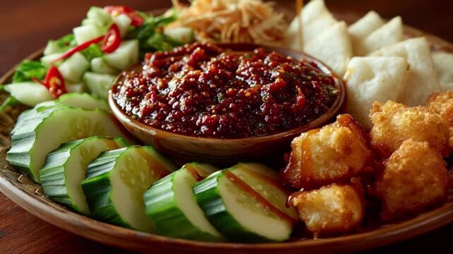 Delicious Sambal Served with Various Indonesian Snacks.