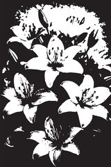 Lily Flowers Grunge Floral Bouquet