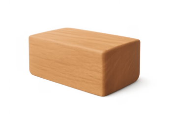 Wooden block displaying natural wood grain on transparent background