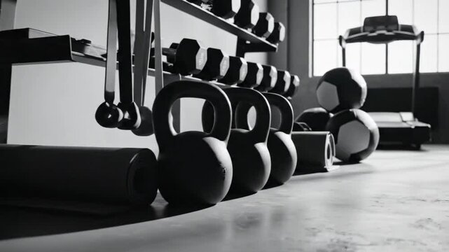 fitness tools in monochrome tones