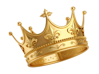 Golden crown with intricate designs on black background