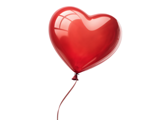 Shiny red heart shaped balloon on black
