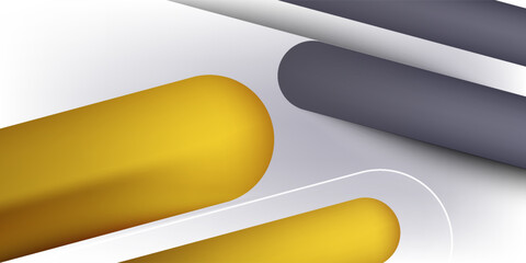 Modern Abstract Background with Rounded 3D Shapes in Gray and Gold Color. Dynamic shapes composition