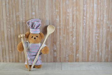 Teddy bear Chef cook Copy space