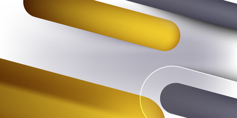 Modern Abstract Background with Rounded 3D Shapes in Gray and Gold Color. Suit for banner, web, brochure, pamflet, poster and presentation