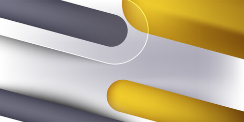 Modern Abstract Background with Rounded 3D Shapes in Gray and Gold Color. Modern Trendy design in Vector Illustration