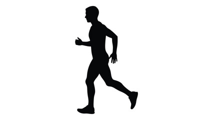 Silhouette of a man actively running showcasing dynamic movement and athleticism