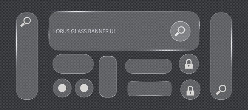 Lorus glass banner ui kit with modern transparent frosted elements for web design