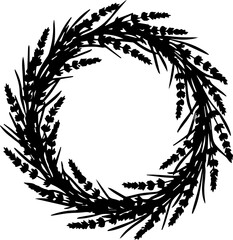 Elegant lavender wreath design element for cards, invitations, and decorations, adding a touch of natural beauty, originally designed as scalable vector art