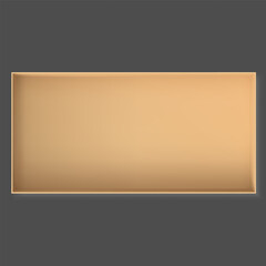 Fototapeta premium Open gift cardboard box view from above, vector 3D realistic empty brown carton box for present parcel, delivery case