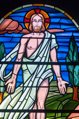 Stained glass of The resurrection of Jesus Christ.