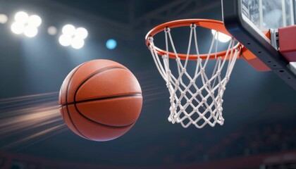 Fototapeta premium Dynamic basketball game action sports arena high-quality image bright light background health and gym concept