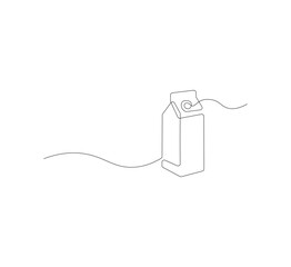 Milk in carton box continuous line icon on white background. Linear illustration, editable stroke, symbol, vector illustration