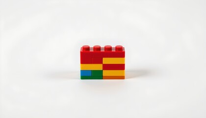 Fototapeta premium A small model of Lego blocks shaped like a box and perched atop what appears to be a tiny Lego baseplate