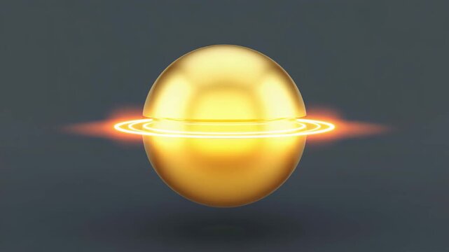 Perfect golden sphere glowing softly, dark neutral background 4K.