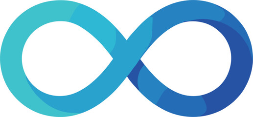 Vector illustration of a blue gradient infinity loop symbol representing eternity endlessness and seamless continuity on white background.