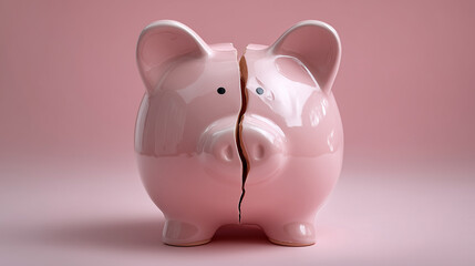 Budget failure broken piggy bank
