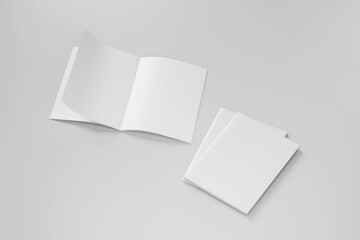 Minimal Open Catalog & Brochure Mockup with Blank Pages on Light Background