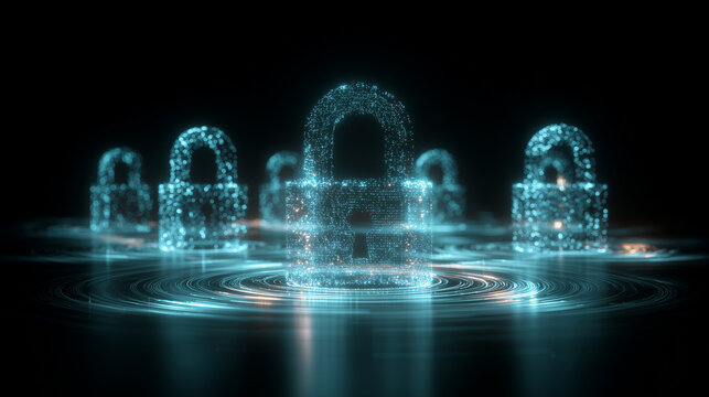 Digital padlock technology security background - Powered by Adobe
