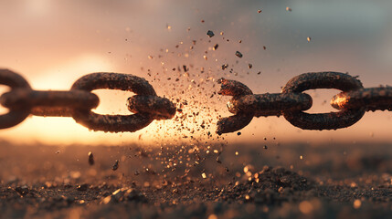 Broken chain symbol of freedom and strength