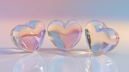 Glass heart objects minimal composition