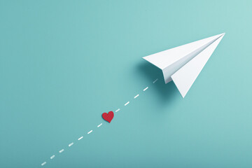 Love message paper airplane concept
