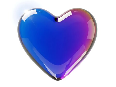 Glossy Blue Purple Heart Isolated on White Background
