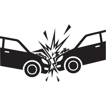 Car collision accident with impact explosion effect illustration