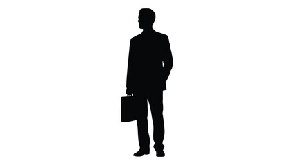 Obraz premium Silhouette of a businessman standing and holding a briefcase