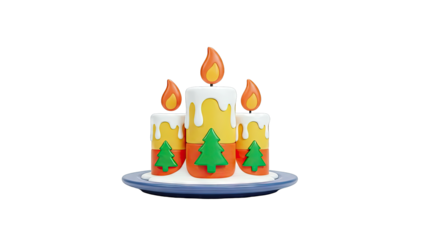 Christmas Themed Candles with Trees on a Plate