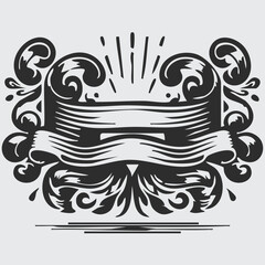 Classic Black and White Ribbon Banner Vector