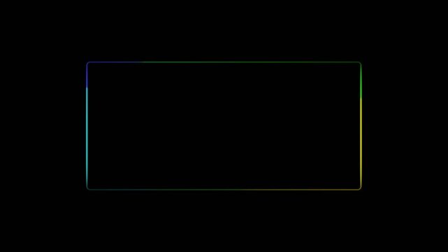 Glowing Rectangle A vibrant neon rectangle illuminates in a darkened space, its radiant glow creating a captivating visual effect. Vibrant Edge Glow. 4k video
