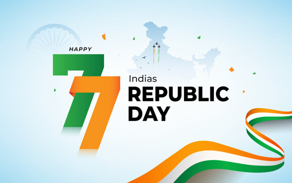 77th Year Indian Republic Day Celebration Background Design Template Illustration