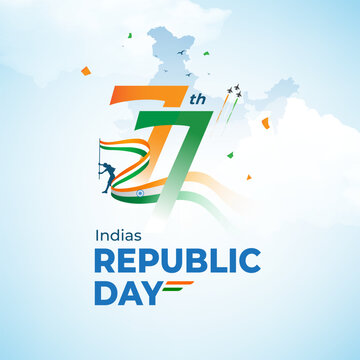 77th Year Indian Republic Day Celebration Background Design Template Illustration