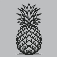 Pineapple Black and White Vector