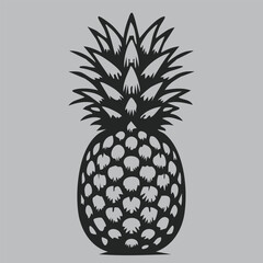 Pineapple Black and White Vector