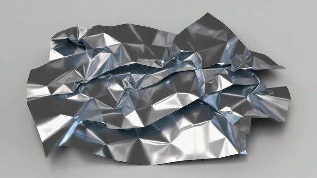 Folded metallic tin sheet with slight dents, realistic reflective surface, minimal environment 4K