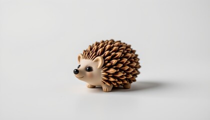 A small figurine of a hedgehog with a contented expression, sitting in profile against a white background.