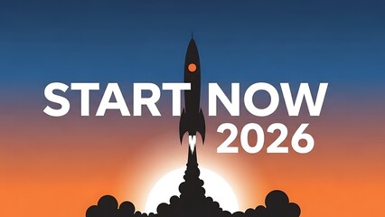 Rocket Launching into the Sky at Sunset with Vibrant Colors and Dynamic Movement